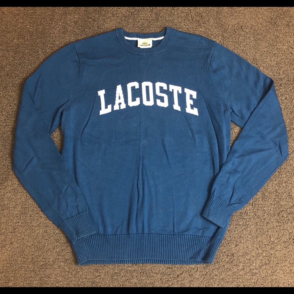 Lacoste Men’s Spell Out Logo Sweater Blue 3 XS